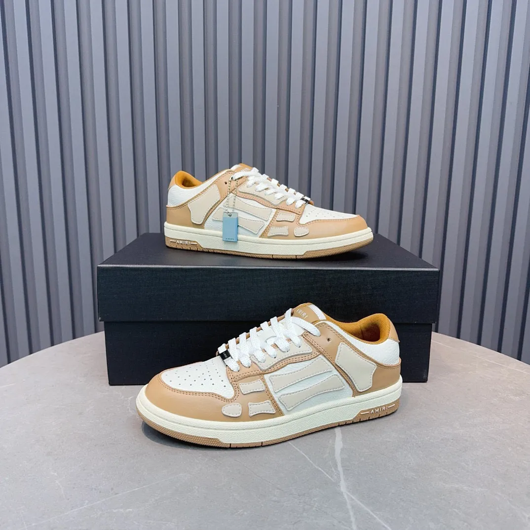 Men's men's shoes 💰600 AMIRI high street sneakers with bone sports shoes, toe layer cowhide upper, upper side bones, hand-stitched, good three-dimensional effect, customized metal LOGO, size 38-45 46